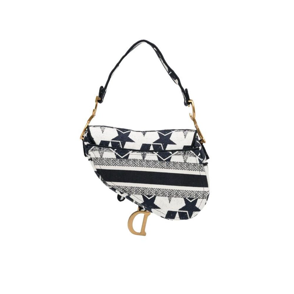 Pre Loved Dior Stars Embroidered Canvas Saddle Bag - Picture 4 of 8